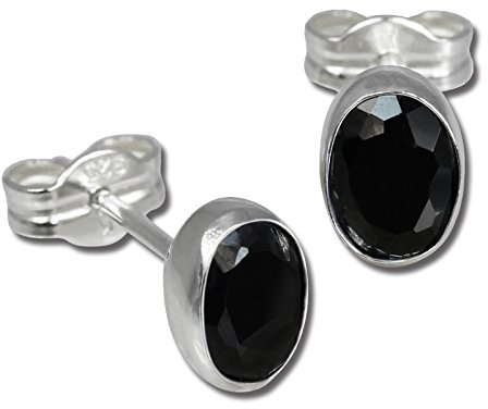 SilberDream Ohrringe Damen 925 Silber Ohrstecker oval Zirkonia schwarz SDO552S Silber Ohrstecker