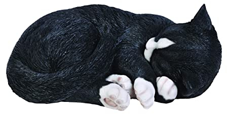 Vivid Arts Dekofigur Schlafende Katze, lebensecht, Gr. B, Schwarz/Weiß
