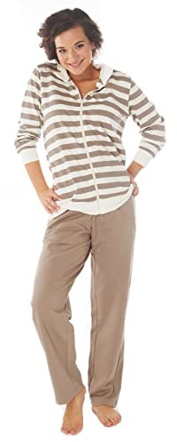 Consult-Tex Damen Pyjama Freizeitanzug Hausanzug Homewear Suit Jogginganzug Pyjama Baumwolle Reißverschluß DW770 Gr: 40-42