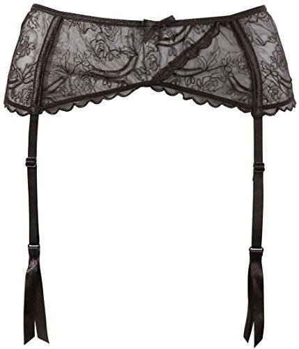 Cottelli Collection Basic Strapsgürtel - transparenter Strumpfhalter für Frauen, Strapsgurt mit vier verstellbaren Strapshaltern, schwarz