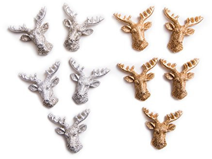 Logbuch-Verlag Hirschgeweih Hirsch Streudeko Gold + Silber Tischdekoration Weihnachten Bastelbedarf selbstklebend 4 cm