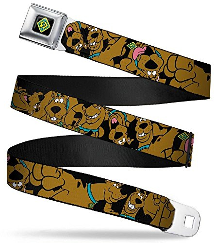 Buckle-Down Unisex-Erwachsene SD Dog Tag Full Color Black/Yellow/Blue Seatbelt Belt-Scooby DOO Stacked Close-UP X-Large Webbing Grtel, Mehrfarbig, 4 cm Breit-81/132 cm Länge