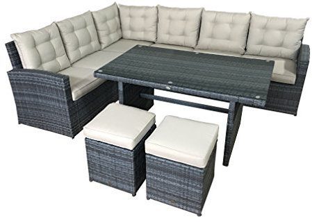 Garten Lounge Set La Palma in grau Sitzecke aus Polyrattan Sitzgruppe