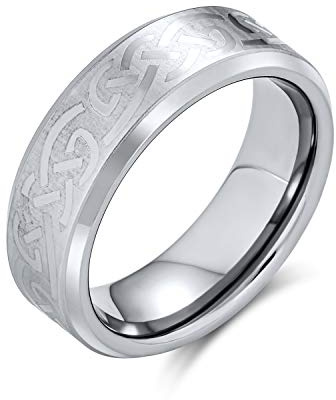 Bling Jewelry Personalisierte Unisex Irische Wikinger Keltische Unendlichkeit Liebesknoten Paare Breite Titan Eheringe 7MM Für Männer Frauen Matt Silberton 7MM Anpassbar