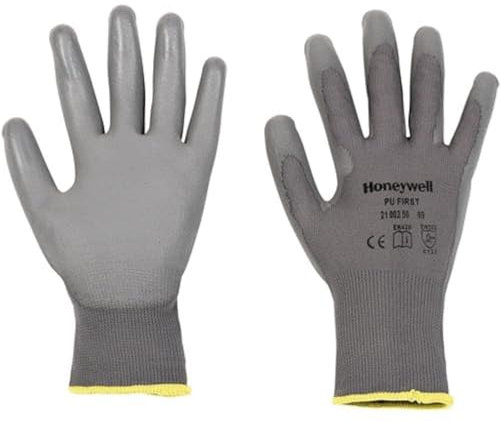 Honeywell 2100250-07 PU FIRST Gris Guantes de Punto Poliamida de Uso General, Manejo Fino en Ambiente Seco, Ligeros, 26 cm de Largo, Talla 07 (Paquete de 10 Pares)