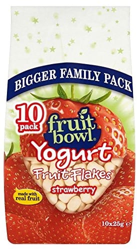 Fruit Bowl Fruit Flakes Strawberry with a Yogurt Coating (10x25g) - Pack of 6