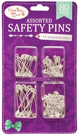 Sewing Box Assorted Silver Safety Pins (80 Pack)
