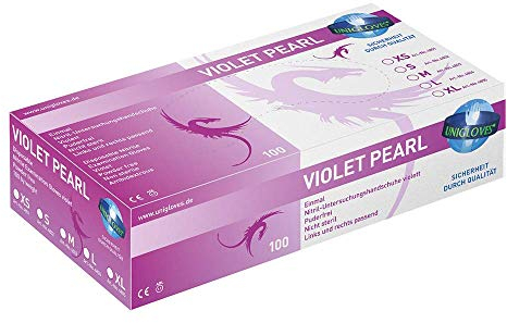 1 Spenderbox = 100 Stk. Nitril-Handschuhe ++VIOLET-PEARL LATEXFREI++ Größe: M Farbe für den Studioalltag!