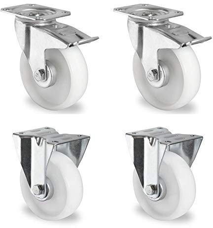 Rollensatz 2 Lenkrollen mit Feststeller + 2 Bockrollen 125 mm Polypropylen