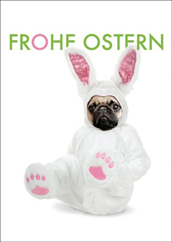 Kartenkaufrausch Komische Osterkarte mit Mops im Osterhasenkostüm: Frohe Ostern • fröhliches Ostermotiv als hochwertige Oster Grüße im Set mit Umschlägen zum Osterfest als Geschenkkarte