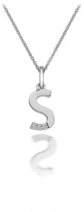 Hot Diamonds 925 Sterling Silver Letter Pendant Necklace | Personalised Initial Letter Necklace for Women | Silver Micro Pendant with 3 Real Diamonds