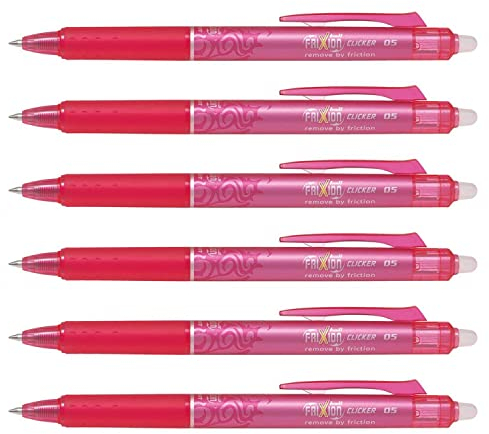 Pilot 6 einziehbar Tintenroller Frixion Ball Clicker 0,5 Rosa