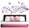 Grandora Wandtattoo XXL Blumenranken Schmetterlinge Blumen I violett (BxH) 160 x 69 cm I Schlafzimmer Liebe Flur Wohnzimmer modern Aufkleber Wandaufkleber W1073