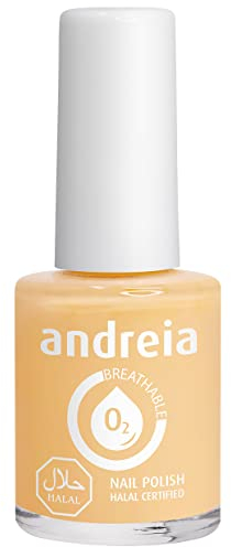 Andreia Nagellack Halal - Atmungsaktiv Luft - Wasser-Durchlässig - Ungiftig Farbintensiv - Naturkosmetik - Farbe B2 Gelb - Weiche Akte 10.5 ml