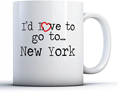 Finger prints - I'd Love to Go to New York - Travel Gift Mug, Ceramic, 11fl.oz.