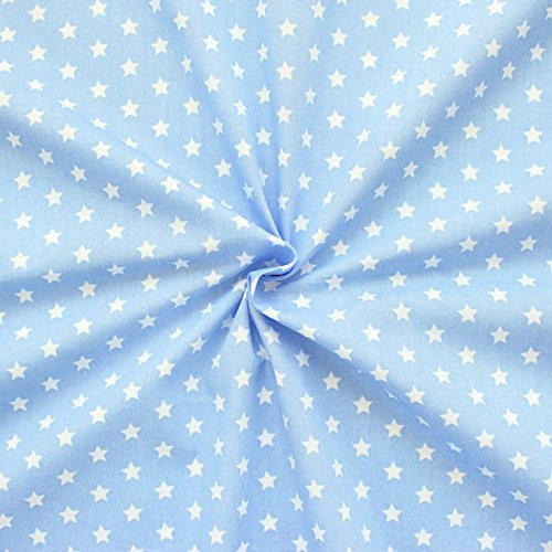 STOFFKONTOR Baumwollstoff Sterne Mittel Farbe Hell-Blau