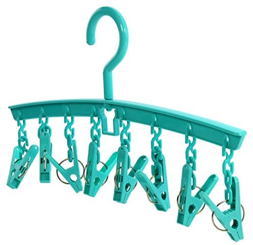 HANGERWORLD 8 Peg Blue Plastic Hanging Laundry Socks Lingerie Clothes Portable Indoor Outdoor Airer Dryer Hanger