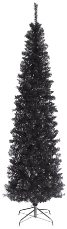 National Tree Company 6 ft Unlit Black Tinsel Artificial Christmas Tree, 520 Tips, Includes Stand