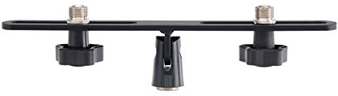 Pronomic SMB-245 Stereo Mikrofonschiene (Stereo Halteschiene, Abstand zw. Mikrofonklemmen von 5 cm bis 22 cm, neigbar, verschiebbar, 3/8 und 5/8 Stative geeignet, Reduziergewinde, Metall) schwarz