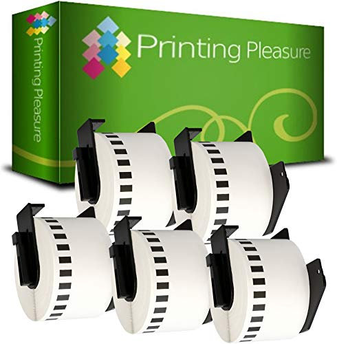 5 x DK22223 Endlos-Etiketten kompatibel für Brother P-Touch QL-500 QL-550 QL-570 QL-700 QL-720NW QL-800 QL-810W QL-820NWB QL-1050 QL-1100 QL-1110NWB | 50mm x 30.48m | Thermopapier mit Kunststoffhalter