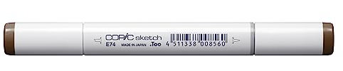 COPIC Sketch Marker Typ E - 74, Cocoa Brown, professioneller Pinselmarker, mit einer Super-Brush-Spitze und einer Medium-Broad-Spitze