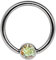 Titan Ring in 1,2 x 6 mm als Lippenbändchen Piercing mit flachem Stein in 3 mm Ø, Multi-klar