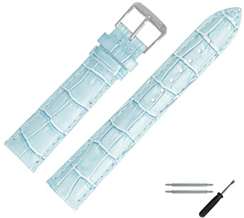 MARBURGER Uhrenarmband 12mm Damen Leder Alligator Prägung - Werkzeug Montage Set 14312