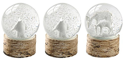 WeRChristmas Schneekugel mit Schneeflocken, Rehen und Pinguin, Weihnachtsdekoration, 65 mm, Mehrfarbig, 3er-Set