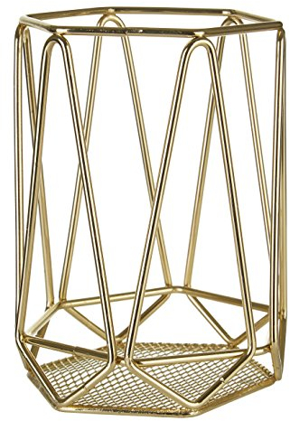 Premier Housewares 507569 Vertex Utensil Holder - Gold Plated, 12 x 12 x 16 cm