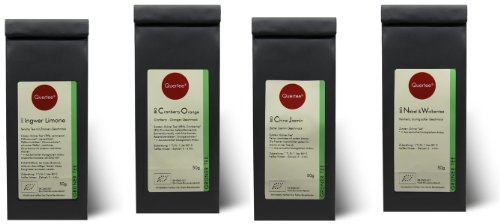 Grüntee Probierset Biotee Quertee® Nr. 4-4 x 50g Bio Tee - Grüntee Fan das Grüner Tee Geschenk Set
