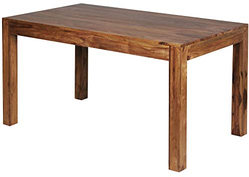 Wohnling Esszimmertisch Mumbai 140x80x76 cm Sheesham Massivholz Esstisch Zeitlos, Küchentisch Rechteckig, Holztisch Esszimmer Schlicht, Großer Speisetisch Holz
