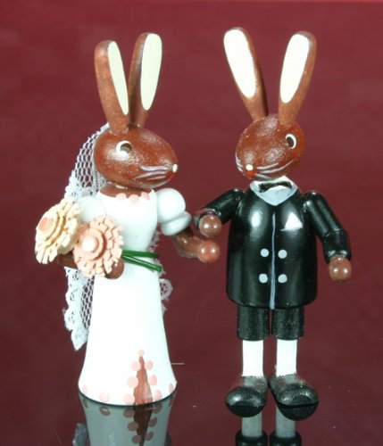 Hasenbrautpaar 5,5 cm Osterhasen Osterdeko Erzgebirge NEU