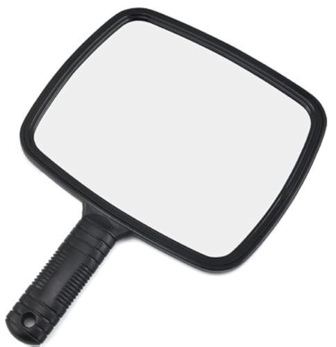 Accessotech Professional Handheld Salon Barbers Hairdressers Paddle Mirror Tool with Handle (Black)