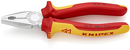 Knipex Pinza universale cromata, isolati con manici rivestiti in materiale bicomponente, collaudati VDE 180 mm 03 06 180