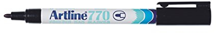 Artline Freezer Bag Marker EK-770 [Pack of 12], Permanent Marker, Pens For Freezer Bags, Black Ink - waterproof and instant drying