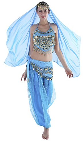 Seawhisper 1001 Nacht Kostüm Damen Kostüme Jasmin Jeannie Orient Prinzessin Bauchtänzerin Haremsdame Faschingskostüme Fasching
