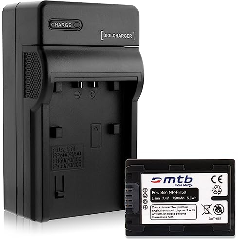 Batterie + Chargeur (Auto/Secteur) Compatible avec Sony NP-FH50/FP-50 / DSC-HX1, HX100V, HX200V / Alpha... - v. liste!