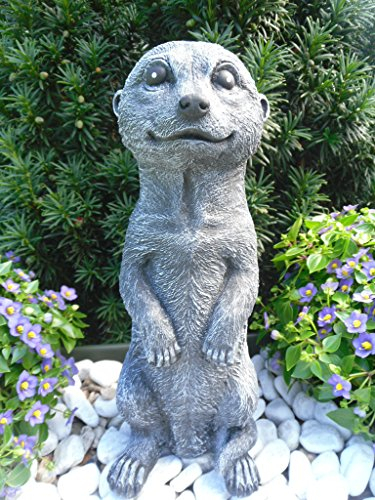 STEINFIGUREN SPICKER Steinfigur Erdmännchen, 162/1 Gartenfigur Steinguss Tierfigur Basaltgrau