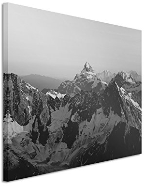 Paul Sinus Art 50x70cm Wandbild Fotoleinwand Bild in Schwarz Weiss Landschaft Berge malerische Alp