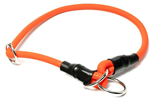 Mystique® Biothane Halsband rund mit Zugbegrenzung 8mm 65cm neon orange