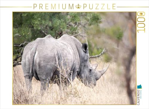 CALVENDO Puzzle Nashorn auf den Rückzug | 1000 Teile Lege-Größe 64 x 48 cm Foto-Puzzle für glückliche Stunden