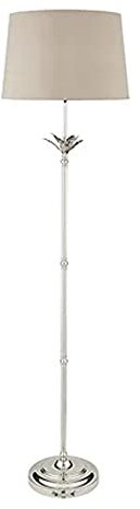 LITECRAFT Floor Lamp Palm Leaf Style Base With Taupe Shade - Polished Nickel Clearance