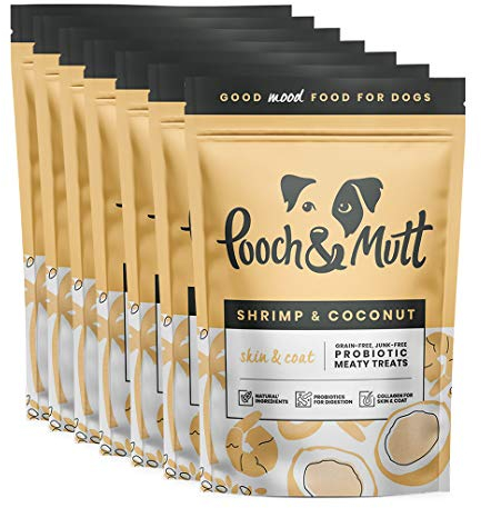 Pooch & Mutt - Meaty Dog Treats (Grain Free), Shrimp & Coconut, Pack of 7x120g