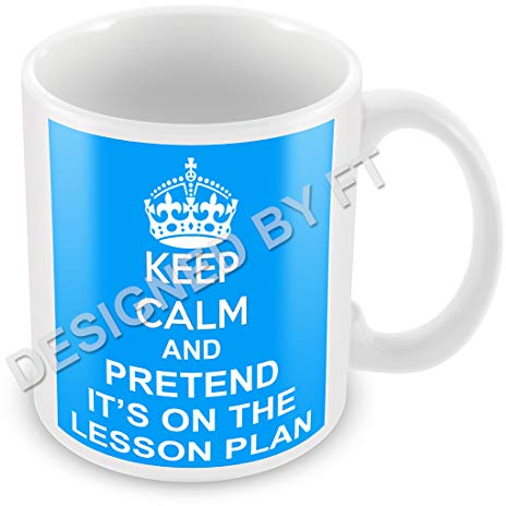 Keep Calm and Pretend Its On The Lesson Plan Baby Blue Mug Cup Gift Retro