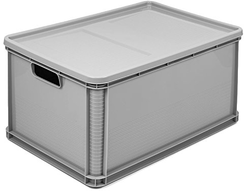 64 Liter Stapelbox mit Deckel Stapelkästen Euro Box Europalette grau Obstkiste Gewerbe