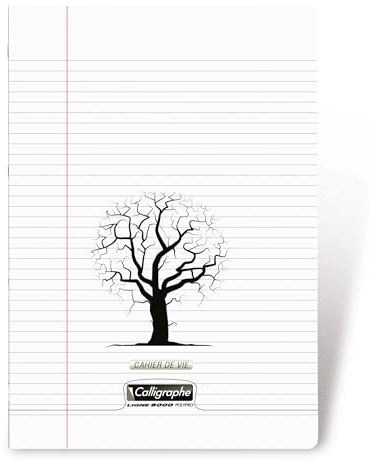 Clairefontaine 18183C - Heft / Schulheft Calligraphe DIN A4+ 24x32 cm, 48 Blatt, liniert mit Rand & blanko, 90g, Transparent, 1 Stück