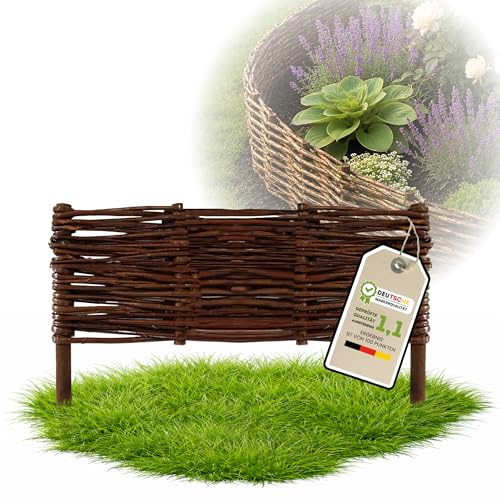 Floranica 1 Stück Beetbegrenzung Weide 20 cm x 40 cm – Rasenkante Weidengeflecht Beeteinfassung, Beetumrandung
