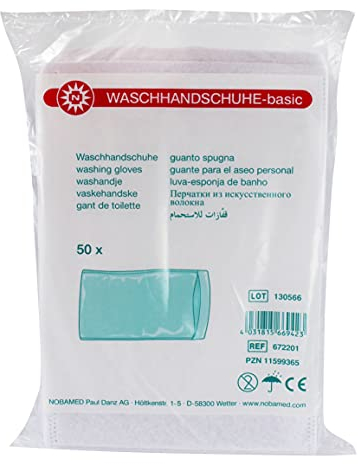 Noba Waschhandschuhe-Basic gesiegelte beidseitige Waschh. aus 60g/qm Vliesstoff (1 Packung (50 Stück))