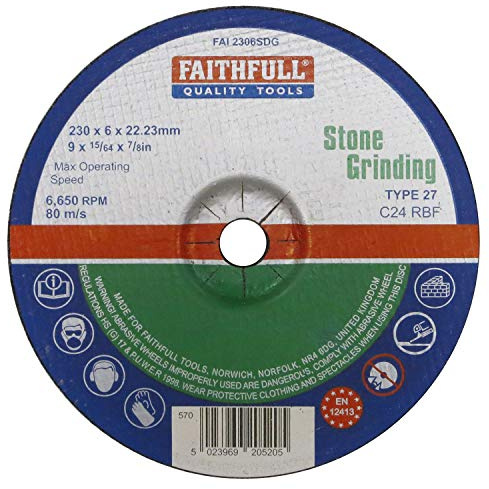Faithfull FAI2306SDG Stone Grinding Disc Depressed Centre 230 x 6 x 22.23