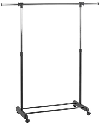 HAKU Wardrobe chrome, black, Synthetic Material, Metal - Dim.: W 95-145 x H 95-170 x D 44 cm, Style: Modern
